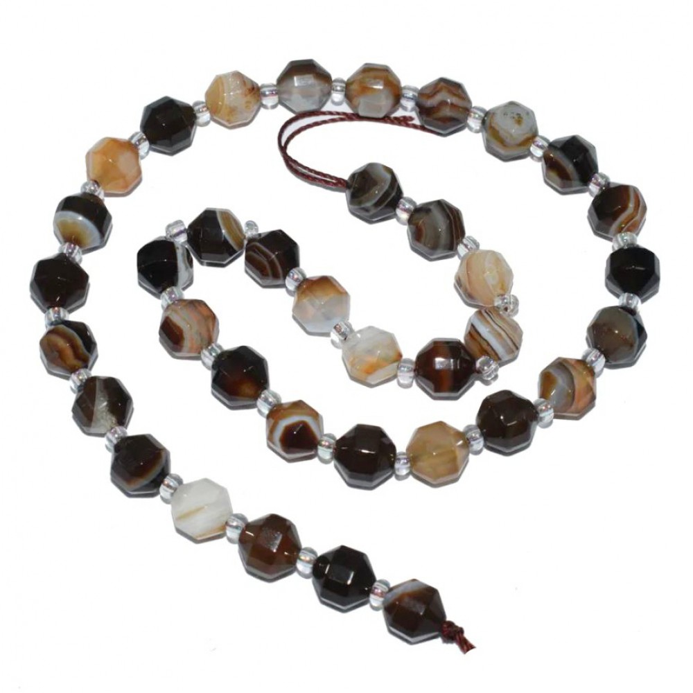 Αχάτης καφέ (Agate Botswana) φυσικοί ημιπολύτιμοι λίθοι χάντρες πολυγωνικές 8mm (σειρά∽35χάντρες) Αχάτης - Agate