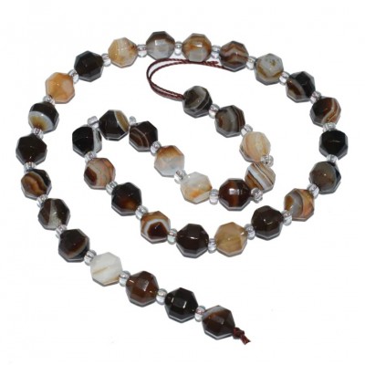 Αχάτης καφέ (Agate Botswana) φυσικοί ημιπολύτιμοι λίθοι χάντρες πολυγωνικές 8mm (σειρά∽35χάντρες)