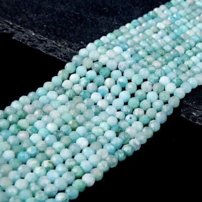 Αμαζονίτης (Amazonite) φυσικοί ημιπολύτιμοι λίθοι χάντρες πολυγωνικές 3mm (σειρά∽40cm∽154χάντρες)