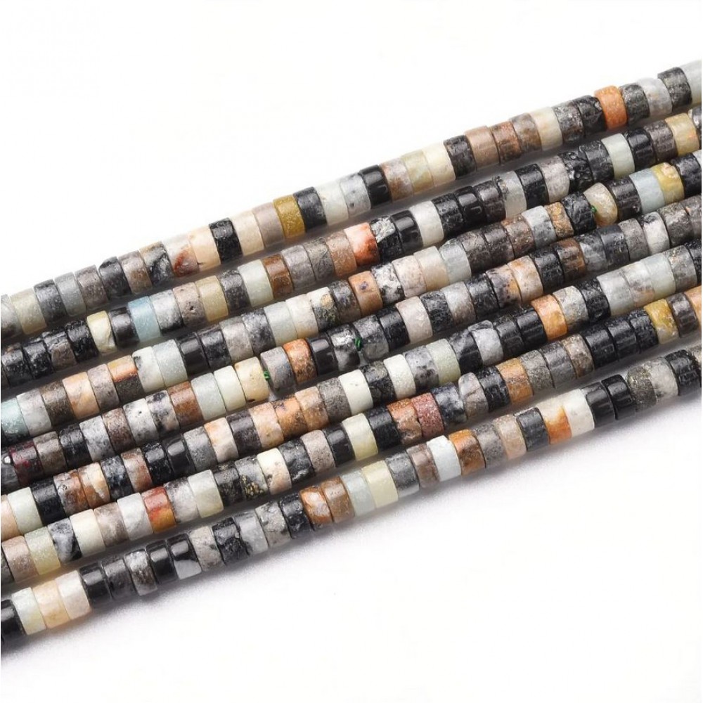 Αμαζονίτης (Amazonite dark multicolor) φυσικοί ημιπολύτιμοι λίθοι χάντρες ροδέλα 4x2mm (σειρά∽38cm∽150χάντρες) Αμαζονίτης - Amazonite