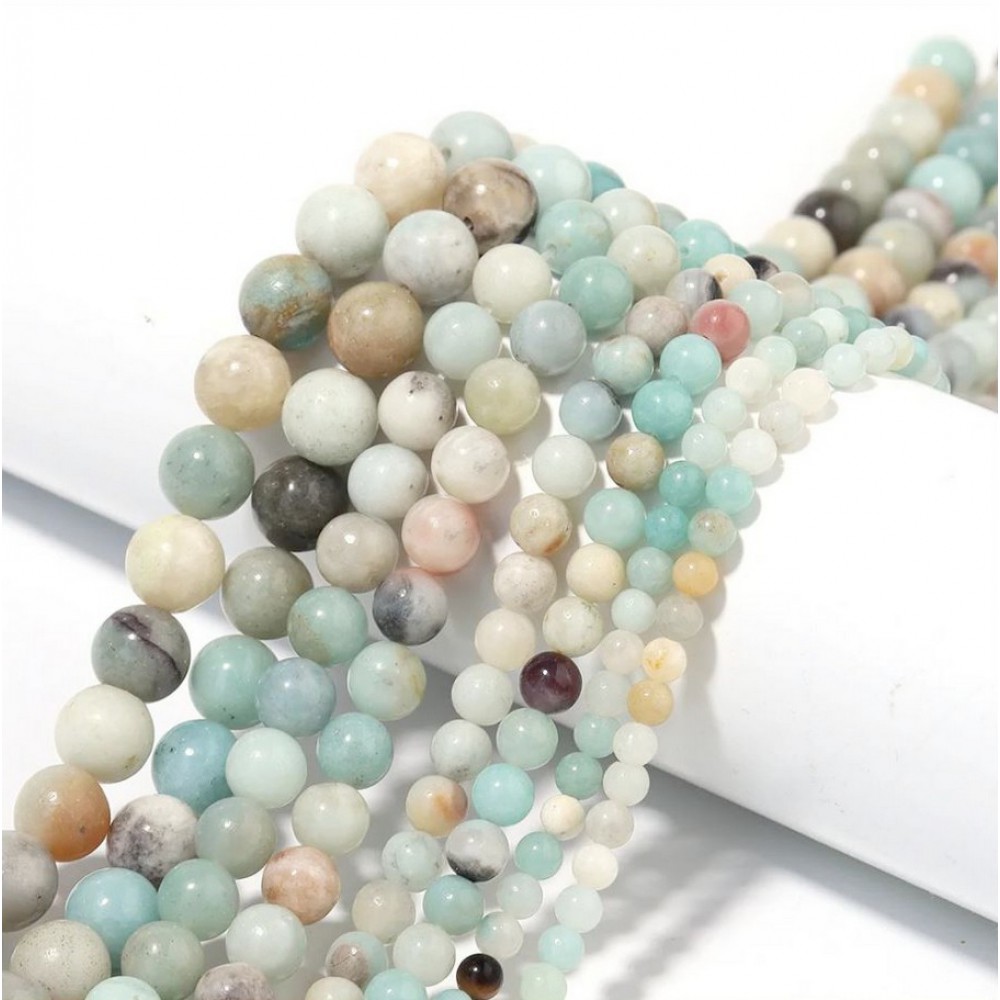 Αμαζονίτης (Amazonite multicolor) φυσικοί ημιπολύτιμοι λίθοι χάντρες 4mm/ 5mm/ 6mm/ 8mm/ 10mm (σειρά/37∽38cm) Αμαζονίτης - Amazonite