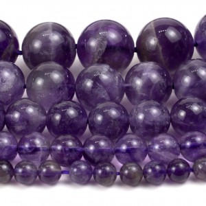 Αμέθυστος (Amethyst) φυσικοί ημιπολύτιμοι λίθοι χάντρες 4mm/ 6mm/ 8mm/ 10mm/ 12mm (σειρά/38∽39cm) Αμέθυστος - Amethyst