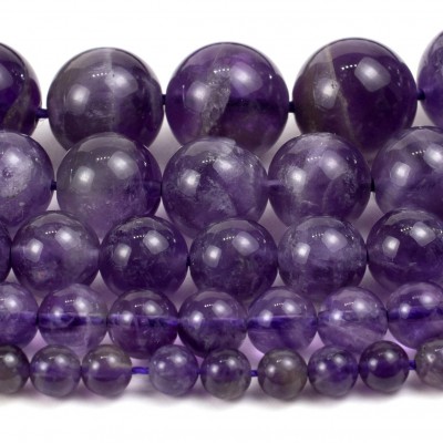 Αμέθυστος (Amethyst) φυσικοί ημιπολύτιμοι λίθοι χάντρες 4mm/ 6mm/ 8mm/ 10mm/ 12mm (σειρά/38∽39cm)