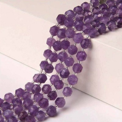 Αμέθυστος (Amethyst) φυσικοί ημιπολύτιμοι λίθοι χάντρες πολυγωνικές 8mm (σειρά∽39χάντρες)