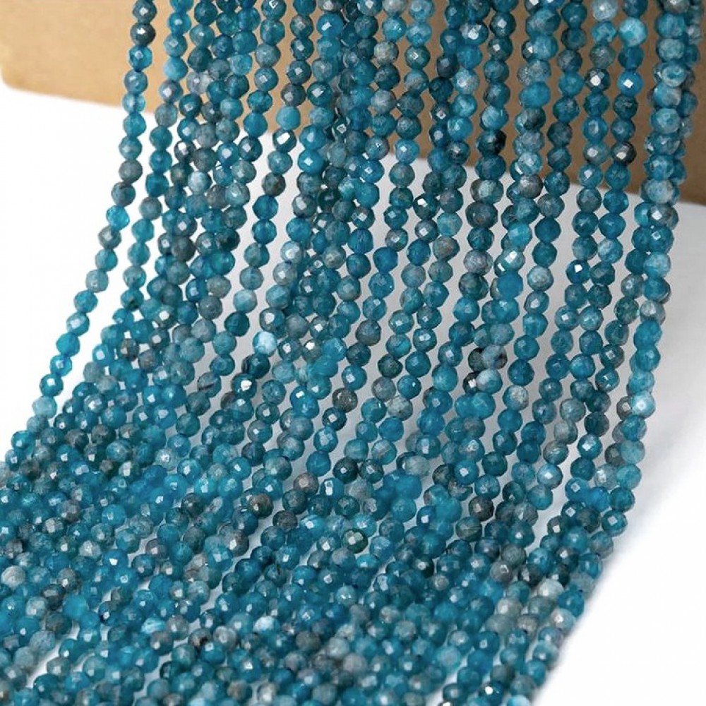 Απατίτης (Apatite) φυσικοί ημιπολύτιμοι λίθοι χάντρες πολυγωνικές 2.5mm (σειρά∽39cm∽180χάντρες) Απατίτης - Apatite