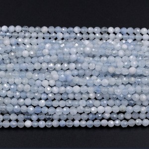 Ακουαμαρίν (Aquamarine) φυσικοί ημιπολύτιμοι λίθοι χάντρες πολυγωνικές 2.5mm / 3mm (σειρά∽39cm) Ακουαμαρίν - Aquamarine