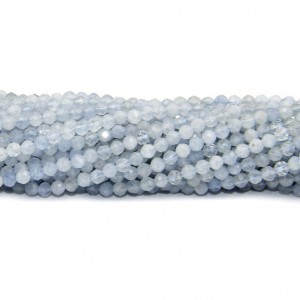 Ακουαμαρίν (Aquamarine) φυσικοί ημιπολύτιμοι λίθοι χάντρες πολυγωνικές 2.5mm / 3mm (σειρά∽39cm) Ακουαμαρίν - Aquamarine