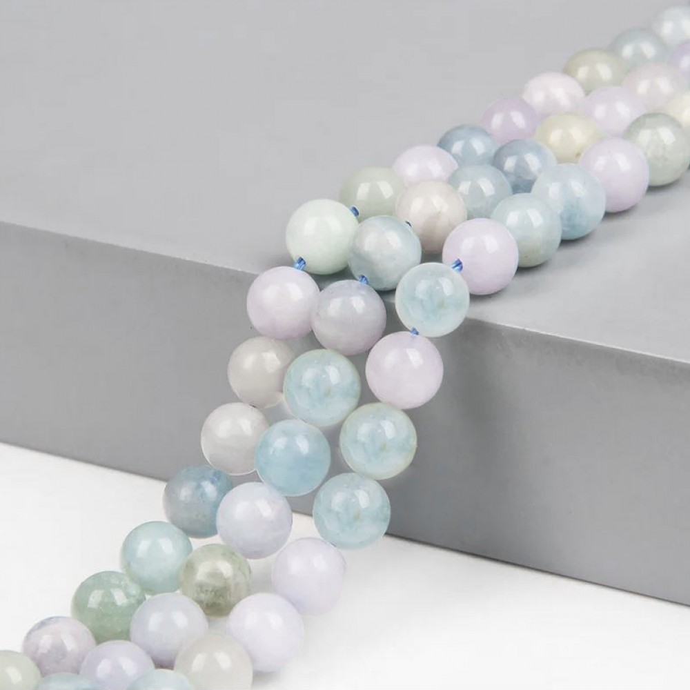 Ακουαμαρίν (Aquamarine multicolor) φυσικοί ημιπολύτιμοι λίθοι χάντρες 10mm (σειρά∽37cm∽38χάντρες) Ακουαμαρίν - Aquamarine