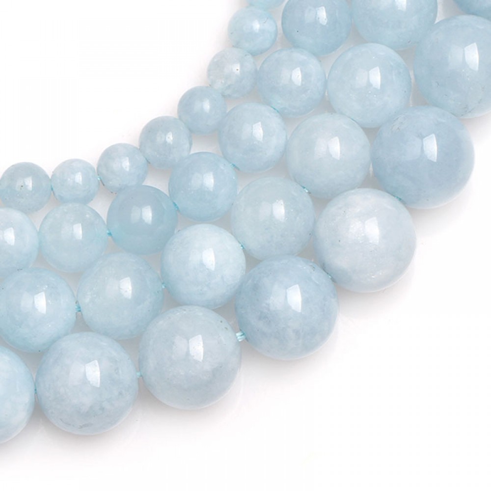 Ακουαμαρίν (Aquamarine) φυσικοί ημιπολύτιμοι λίθοι χάντρες 10mm / 12mm (σειρά/37∽38cm) Ακουαμαρίν - Aquamarine