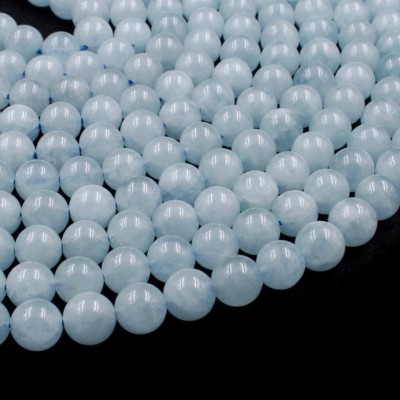 Ακουαμαρίν (Aquamarine) φυσικοί ημιπολύτιμοι λίθοι χάντρες 4mm/ 6mm/ 8mm (σειρά∽39cm)