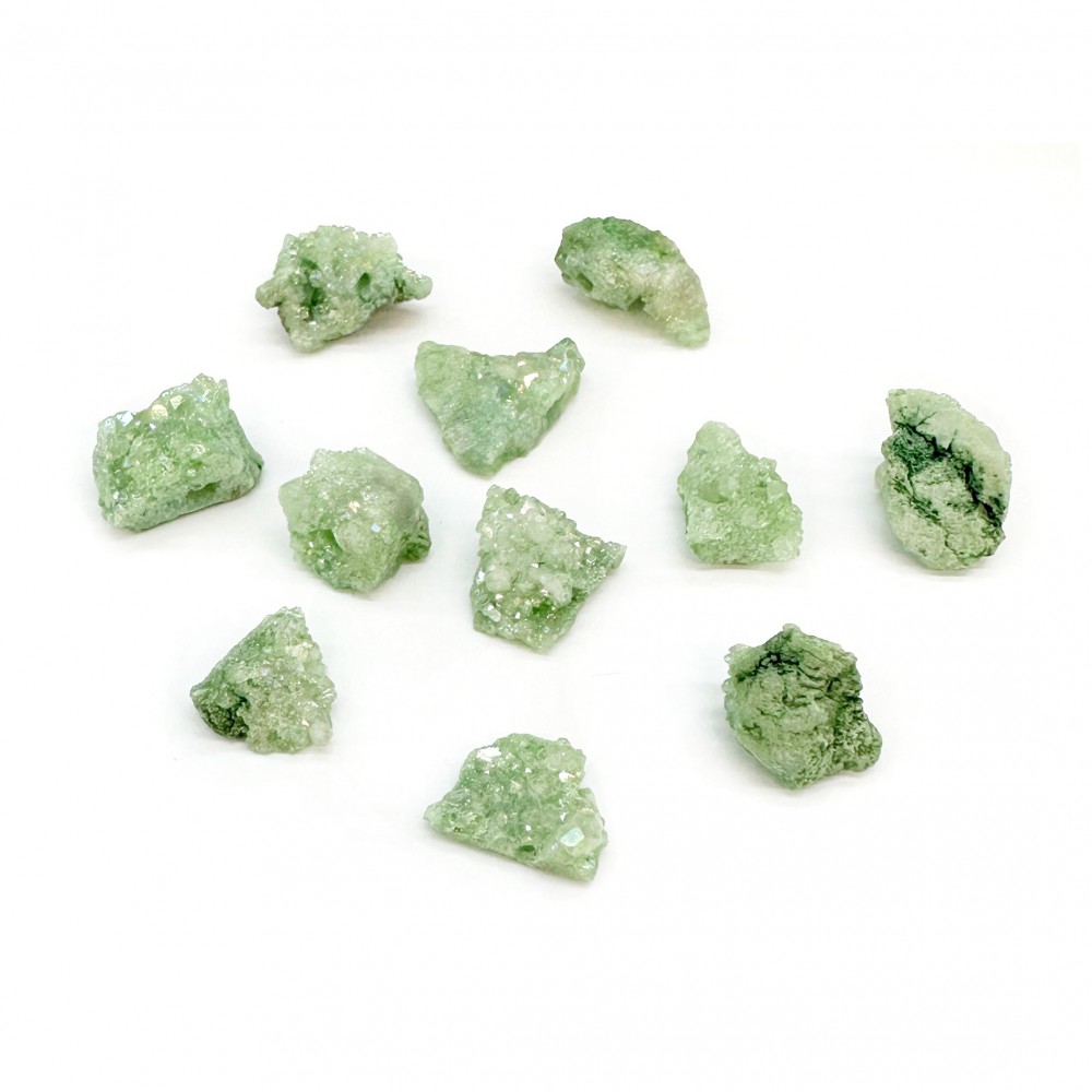 Αβεντουρίνη πράσινη (Druzy Aventurine) με τρύπα ακατέργαστος φυσικός ημιπολύτιμος λίθος ακανόνιστος 10∽14mm