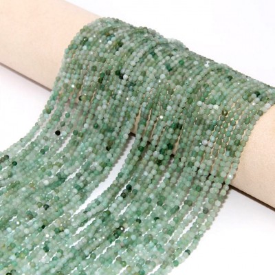 Αβεντουρίνη πράσινη (Aventurine) φυσικοί ημιπολύτιμοι λίθοι χάντρες πολυγωνικές 3mm (σειρά∽39cm∽136χάντρες)