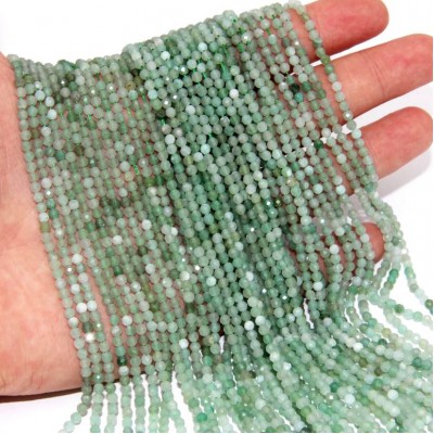 Αβεντουρίνη πράσινη (Aventurine) φυσικοί ημιπολύτιμοι λίθοι χάντρες πολυγωνικές 3mm (σειρά∽39cm∽136χάντρες)