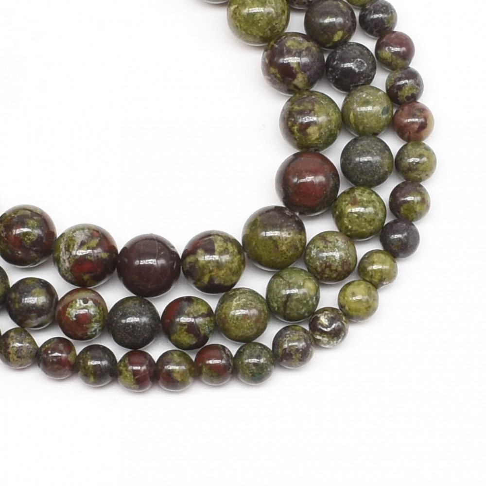 Αιματόπετρα (Dragon Bloodstone) φυσικοί ημιπολύτιμοι λίθοι χάντρες 8mm (σειρά∽38cm∽45χάντρες) Αιματόπετρα - Bloodstone