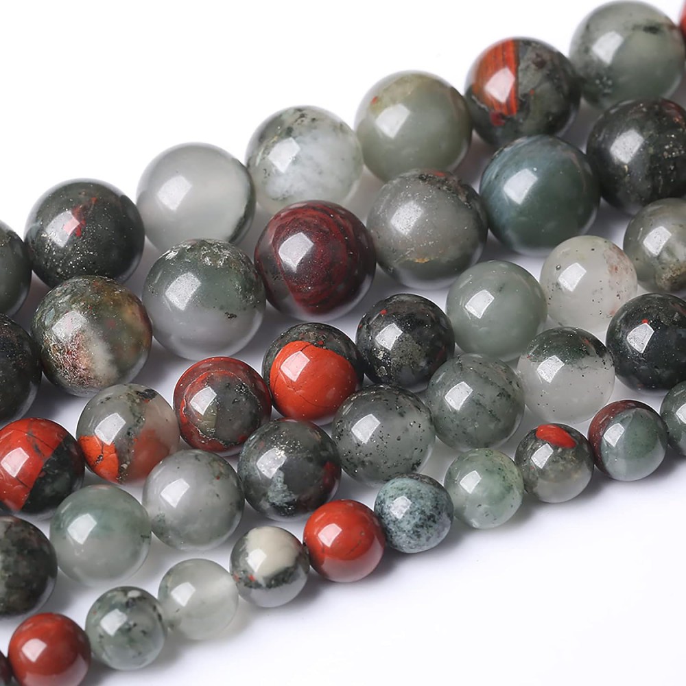 Αιματόπετρα (African Bloodstone) φυσικοί ημιπολύτιμοι λίθοι χάντρες 4mm/ 6mm/ 8mm/ 10mm (σειρά/38∽39cm) Αιματόπετρα - Bloodstone