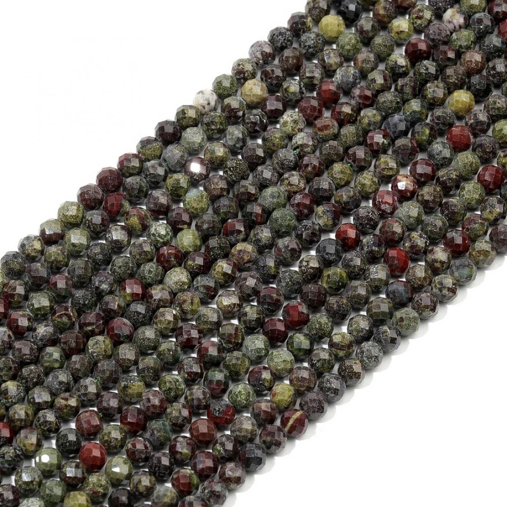 Αιματόπετρα (Dragon Bloodstone) φυσικοί ημιπολύτιμοι λίθοι χάντρες πολυγωνικές 2.5mm (σειρά∽39cm∽154χάντρες) Αιματόπετρα - Bloodstone
