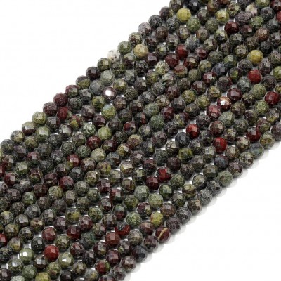 Αιματόπετρα (Dragon Bloodstone) φυσικοί ημιπολύτιμοι λίθοι χάντρες πολυγωνικές 2.5mm (σειρά∽39cm∽154χάντρες)