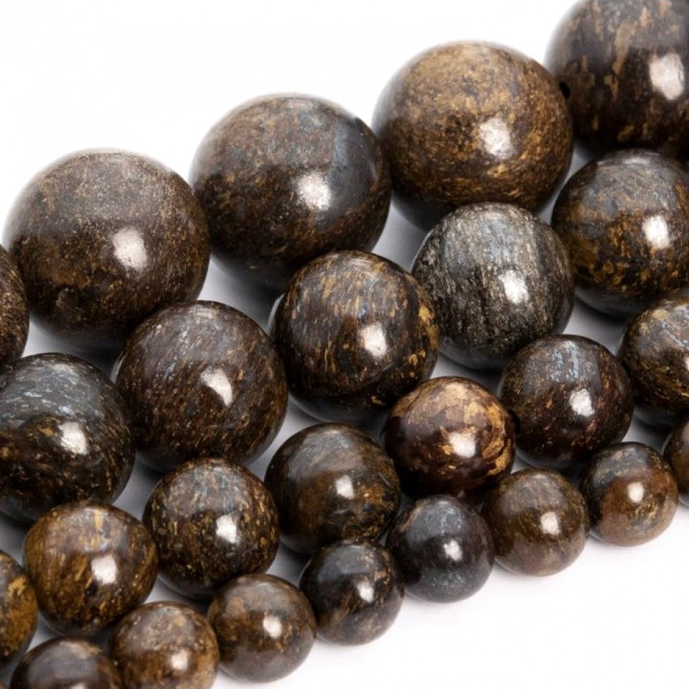 Μπρονζίτης (Bronzite) φυσικοί ημιπολύτιμοι λίθοι χάντρες  5mm / 6mm / 8mm (σειρά/38cm∽39cm) Μπρονζίτης - Bronzite