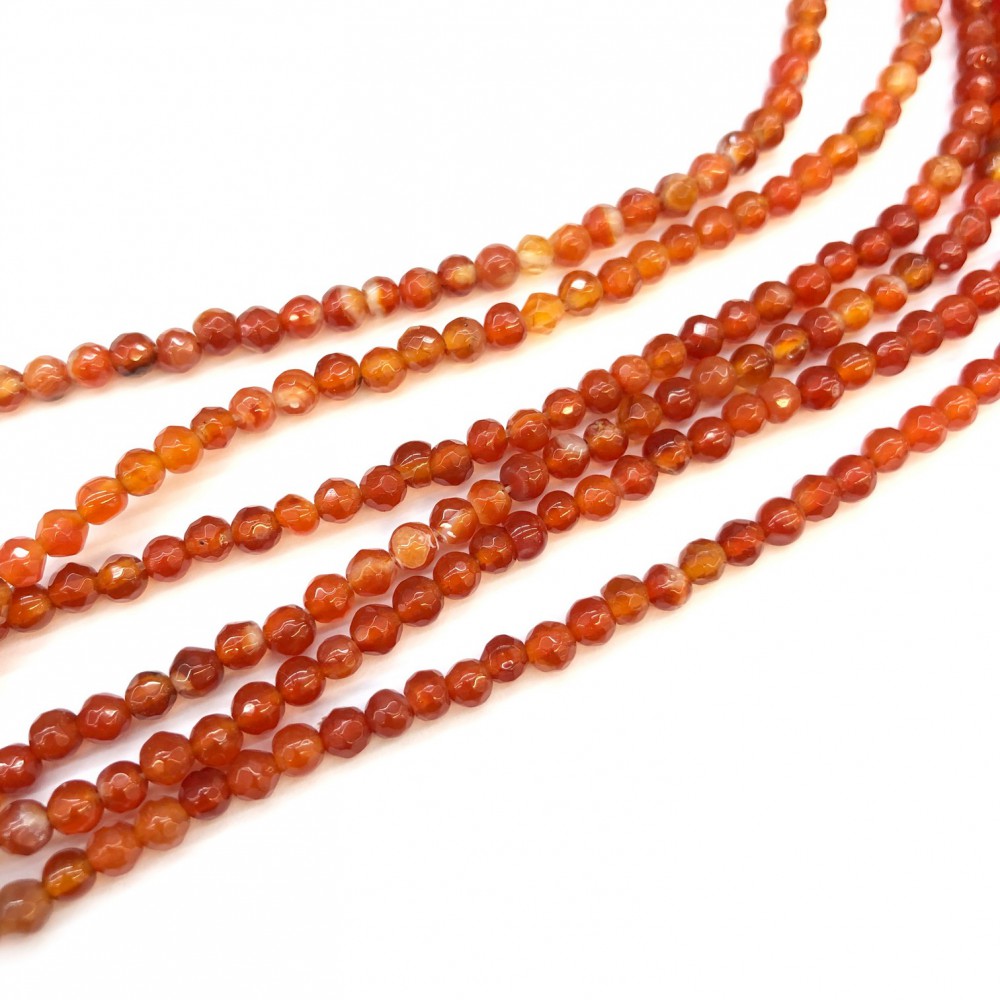 Κορνεόλη (Carnelian) φυσικοί ημιπολύτιμοι λίθοι χάντρες πολυγωνικές 4mm (σειρά∽38cm∽98χάντρες) Κορνεόλη - Carnelian