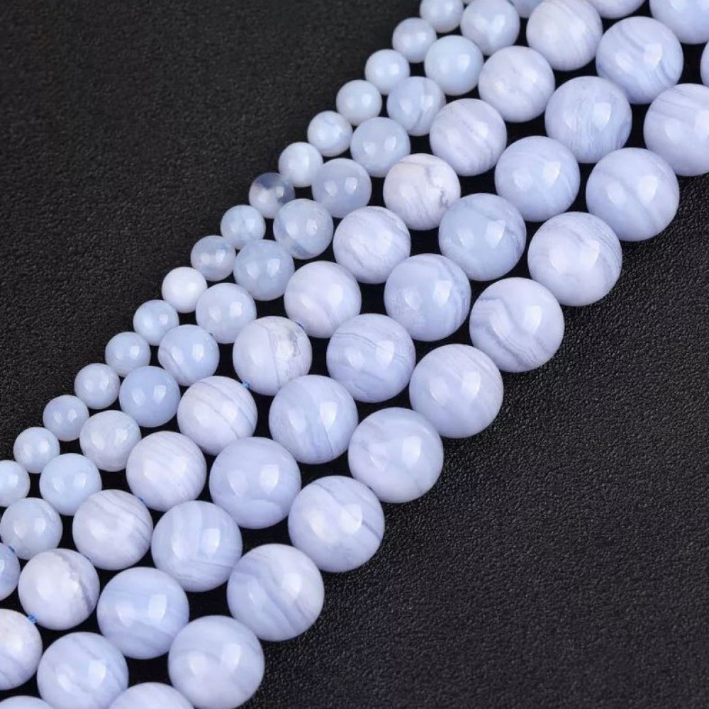 Χαλκηδόνιος (Chalcedony) φυσικοί ημιπολύτιμοι λίθοι χάντρες 6mm/ 8mm/ 10mm (σειρά∽39cm) Χαλκηδόνιος - Chalcedony