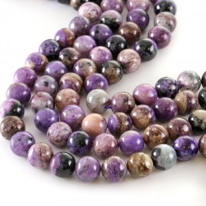 Χαροΐτης (Charoite) φυσικοί ημιπολύτιμοι λίθοι χάντρες 6mm/ 8mm/ 10mm (σειρά∽38cm) Χαροΐτης - Charoite