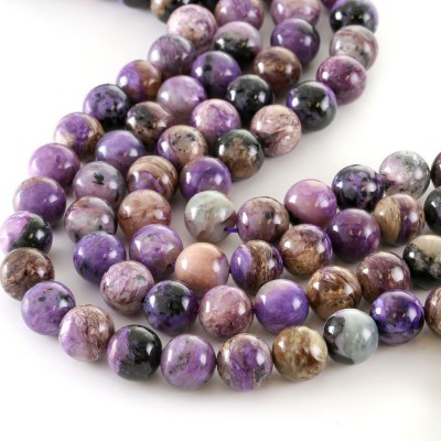 Χαροΐτης (Charoite) φυσικοί ημιπολύτιμοι λίθοι χάντρες 6mm/ 8mm/ 10mm (σειρά∽38cm)