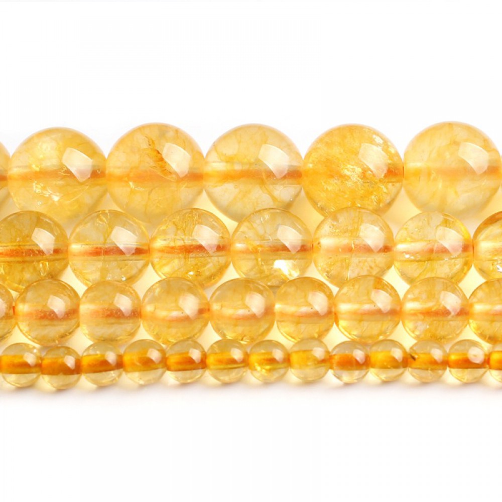 Κιτρίνης (Citrine) φυσικοί ημιπολύτιμοι λίθοι χάντρες 4mm/ 5mm/ 6mm/ 8mm/ 10mm/ 12mm (σειρά/37∽39cm) Κιτρίνης - Citrine