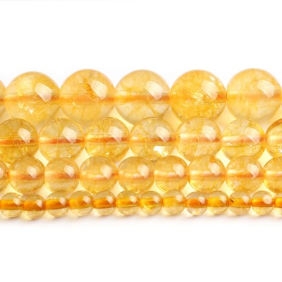Κιτρίνης (Citrine) φυσικοί ημιπολύτιμοι λίθοι χάντρες 4mm/ 5mm/ 6mm/ 8mm/ 10mm/ 12mm (σειρά/37∽39cm)