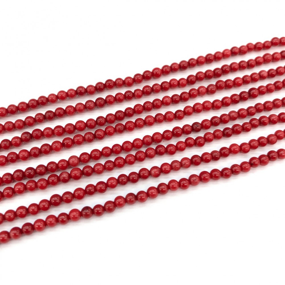 Κοράλλι (Coral) φυσικοί ημιπολύτιμοι λίθοι στρογγυλές χάντρες 2.5mm / 3mm (σειρά∽40cm) Κοράλλι - Coral