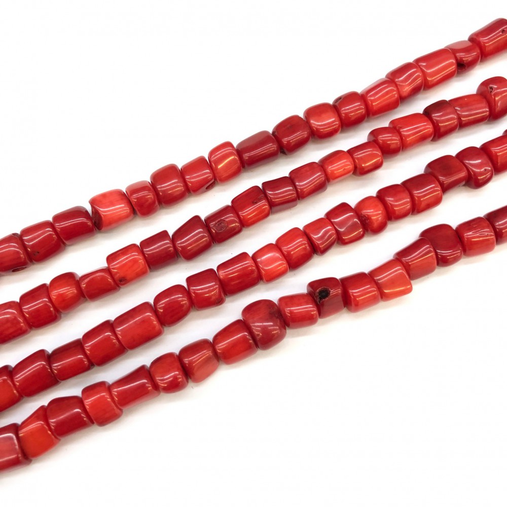 Κοράλλι (Coral) φυσικοί ημιπολύτιμοι λίθοι χάντρες ακανόνιστες 6∽8mm (σειρά∽40cm∽56χάντρες) Κοράλλι - Coral