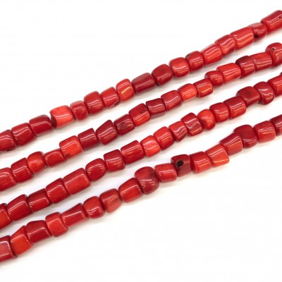 Κοράλλι (Coral) φυσικοί ημιπολύτιμοι λίθοι χάντρες ακανόνιστες 6∽8mm (σειρά∽40cm∽56χάντρες)