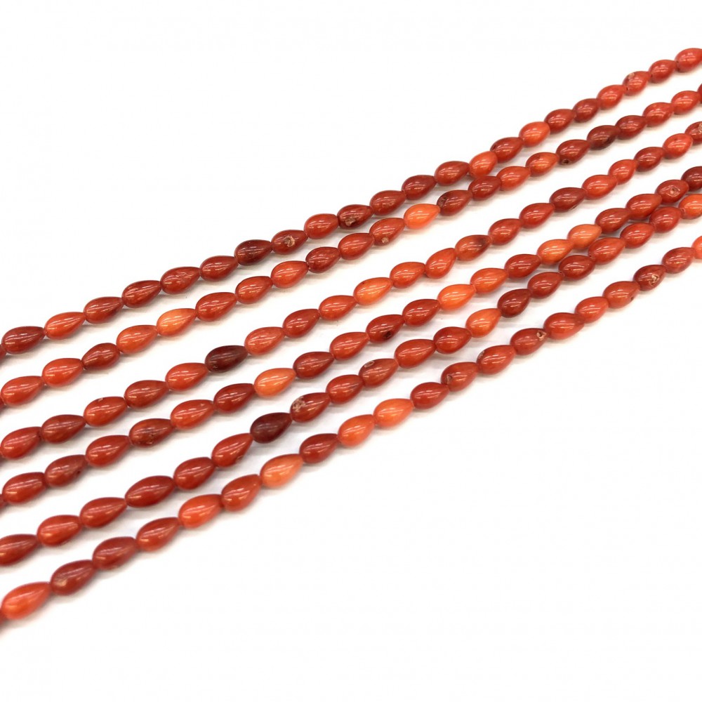Κοράλλι (Coral) φυσικοί ημιπολύτιμοι λίθοι χάντρες δάκρυ 6x4mm (σειρά∽39cm∽62χάντρες) Κοράλλι - Coral