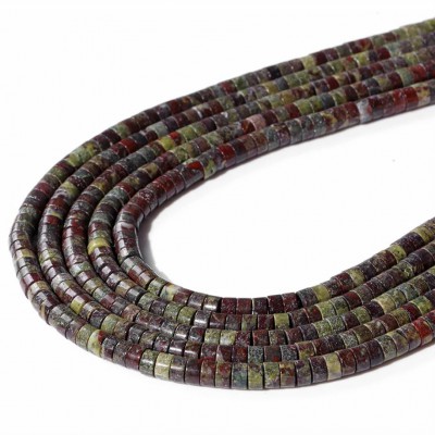 Αιματόπετρα (Dragon Bloodstone) φυσικοί ημιπολύτιμοι λίθοι χάντρες ροδέλα 4x2mm (σειρά∽38cm∽150χάντρες)