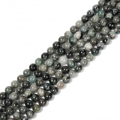 Σμαράγδι (Emerald) φυσικοί πολύτιμοι λίθοι χάντρες 6mm (σειρά∽39cm∽62χάντρες)