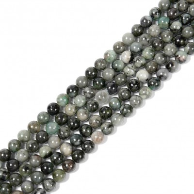Σμαράγδι (Emerald) φυσικοί πολύτιμοι λίθοι χάντρες 8mm (σειρά∽38cm∽46χάντρες)