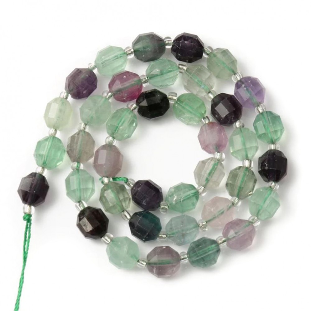 Fluorite Rainbow natural semi precious stones faceted beads 8mm (string∽37beads) Fluorite