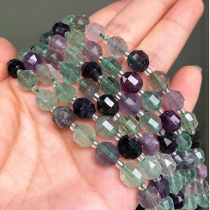 Fluorite Rainbow natural semi precious stones faceted beads 8mm (string∽37beads) Fluorite