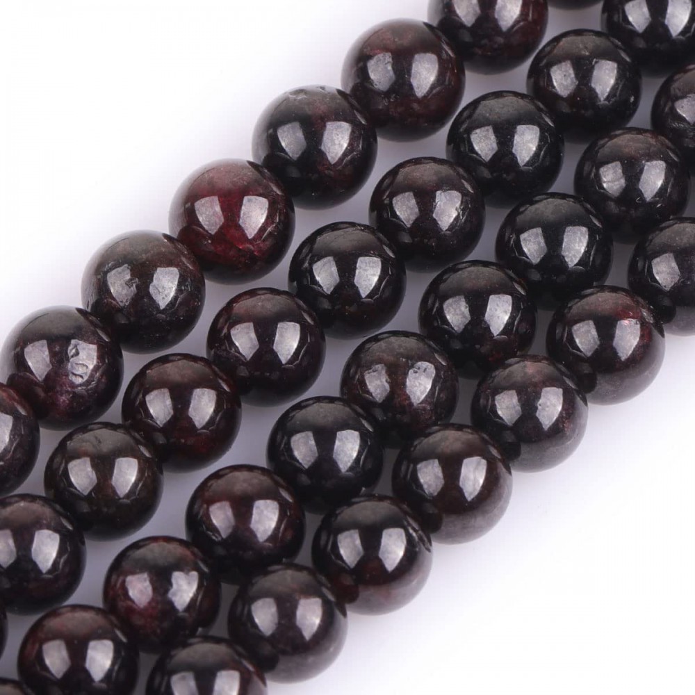 Γρανάτης (Garnet) φυσικοί ημιπολύτιμοι λίθοι χάντρες 8mm/ 10mm/ 12mm (σειρά∽39cm) Γρανάτης - Garnet