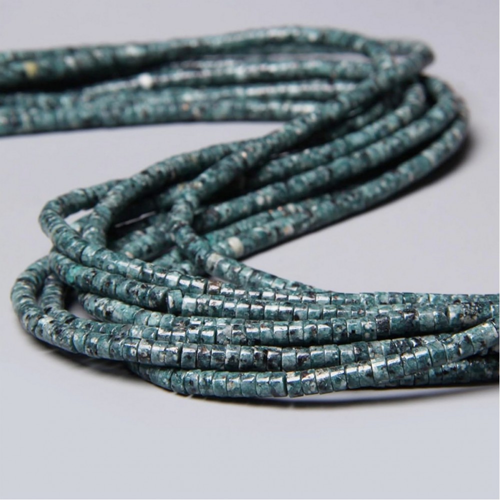 Γρανίτης πράσινος (Green Granite) φυσικοί ημιπολύτιμοι λίθοι χάντρες ροδέλα 4x2mm (σειρά∽39cm∽150χάντρες) Γρανίτης - Granite