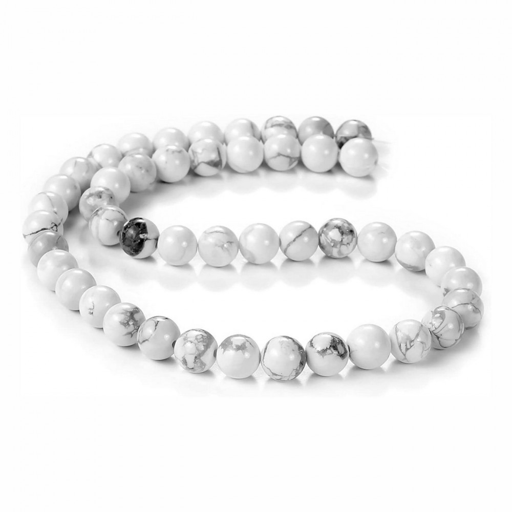 Χαολίτης λευκός (white Howlite) φυσικοί ημιπολύτιμοι λίθοι χάντρες 4mm/ 5mm/ 6mm/ 8mm/ 10mm (σειρά∽38cm) Χαολίτης- Howlite