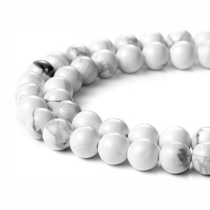 Χαολίτης λευκός (white Howlite) φυσικοί ημιπολύτιμοι λίθοι χάντρες 4mm/ 5mm/ 6mm/ 8mm/ 10mm (σειρά∽38cm) Χαολίτης- Howlite