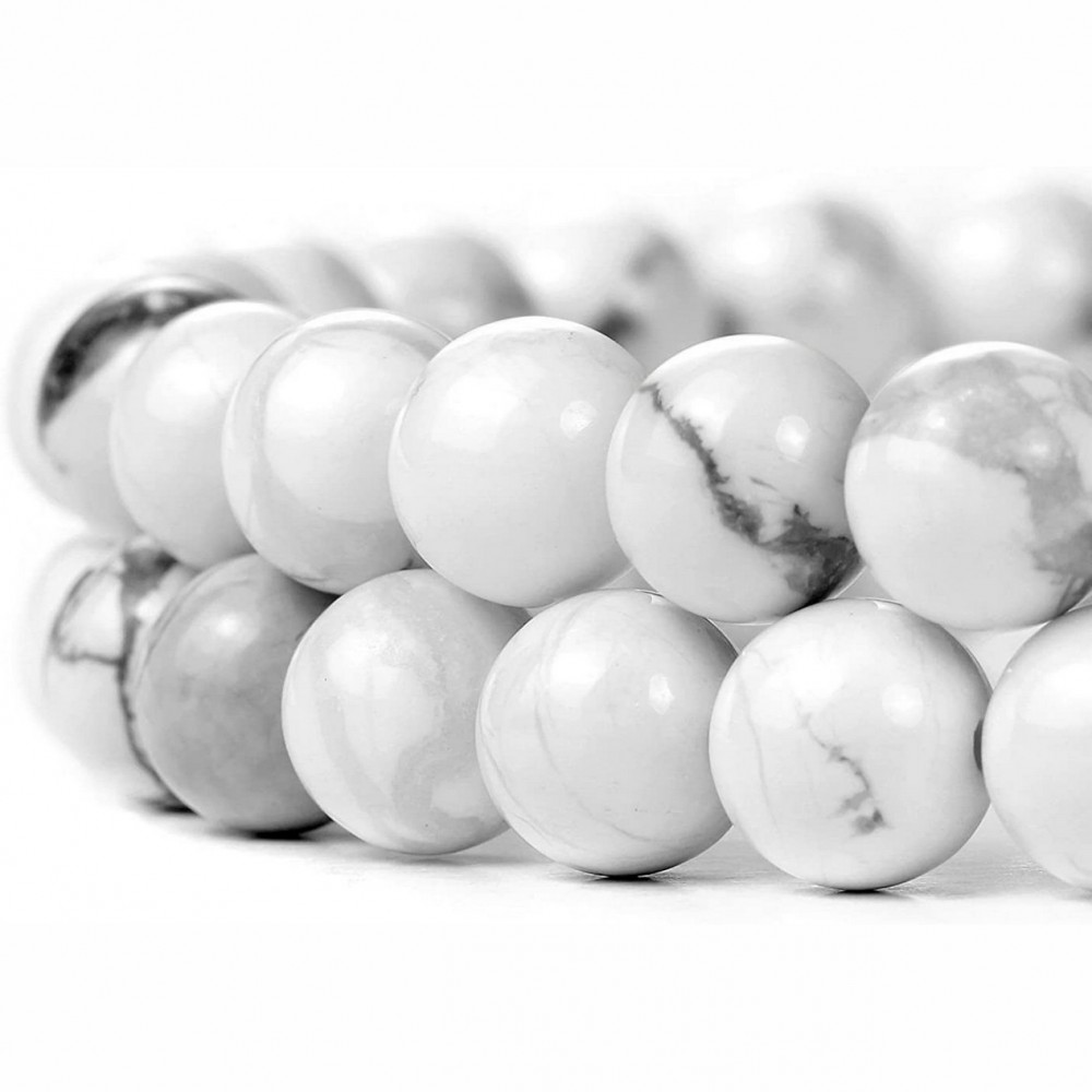 Χαολίτης λευκός (white Howlite) φυσικοί ημιπολύτιμοι λίθοι χάντρες 4mm/ 5mm/ 6mm/ 8mm/ 10mm (σειρά∽38cm) Χαολίτης- Howlite