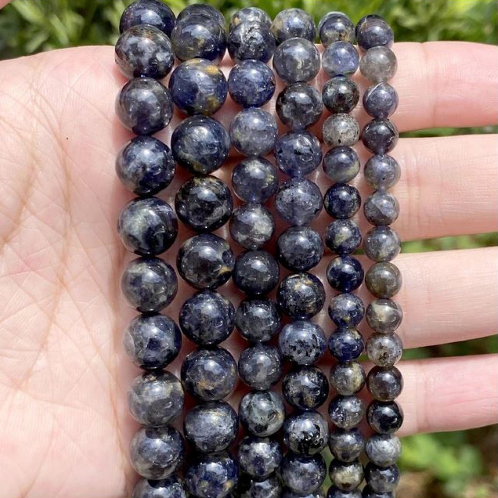Ιολίτης (Iolite) φυσικοί ημιπολύτιμοι λίθοι χάντρες 8mm / 10mm (σειρά∽39cm) Ιολίτης - Iolite