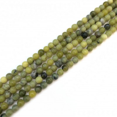 Ιαδεΐτης (Olive Jade) φυσικοί ημιπολύτιμοι λίθοι χάντρες 5mm (σειρά∽40cm∽88χάντρες)
