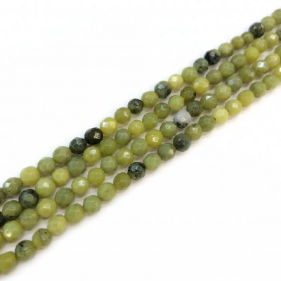 Ιαδεΐτης (Olive Jade) φυσικοί ημιπολύτιμοι λίθοι χάντρες πολυγωνικές 4mm (σειρά∽38cm∽84χάντρες)