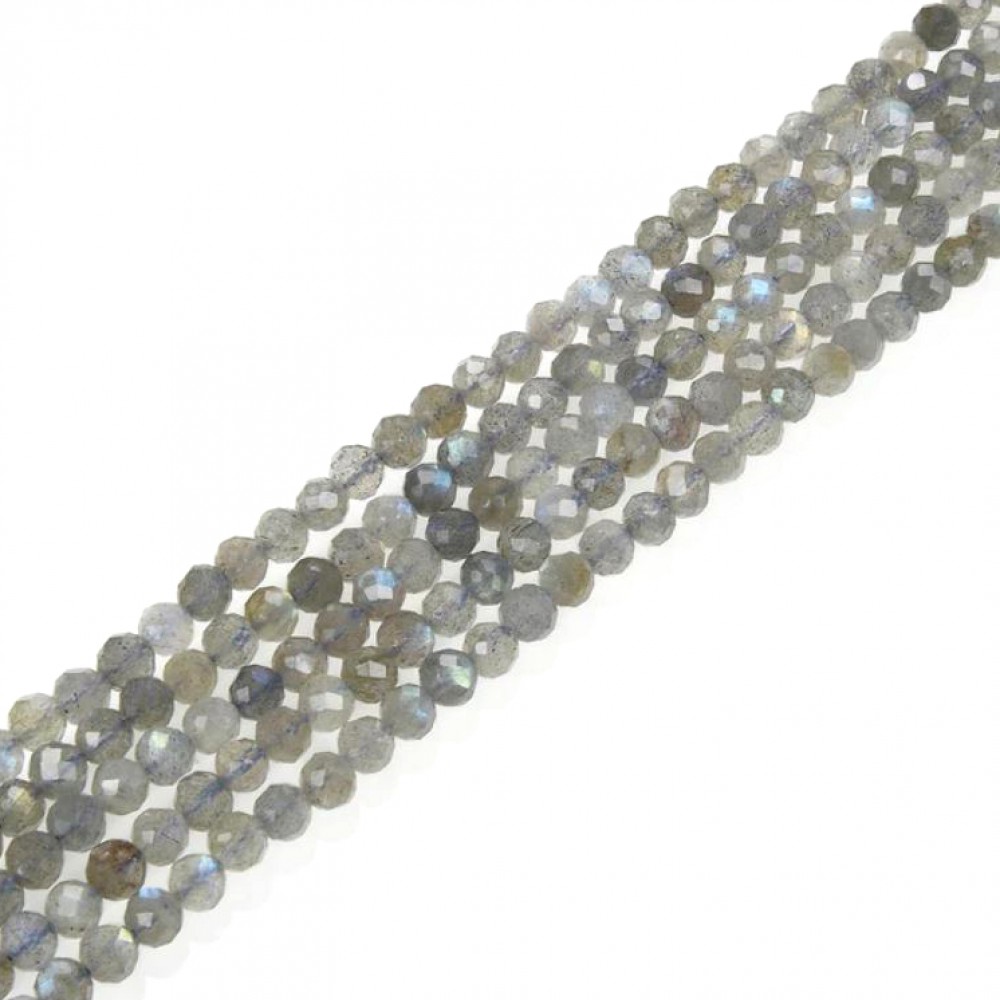 Λαμπραντορίτης (Labradorite) φυσικοί ημιπολύτιμοι λίθοι χάντρες πολυγωνικές 3.5mm (σειρά∽38cm∽116χάντρες) Λαμπραντορίτης - Labradorite