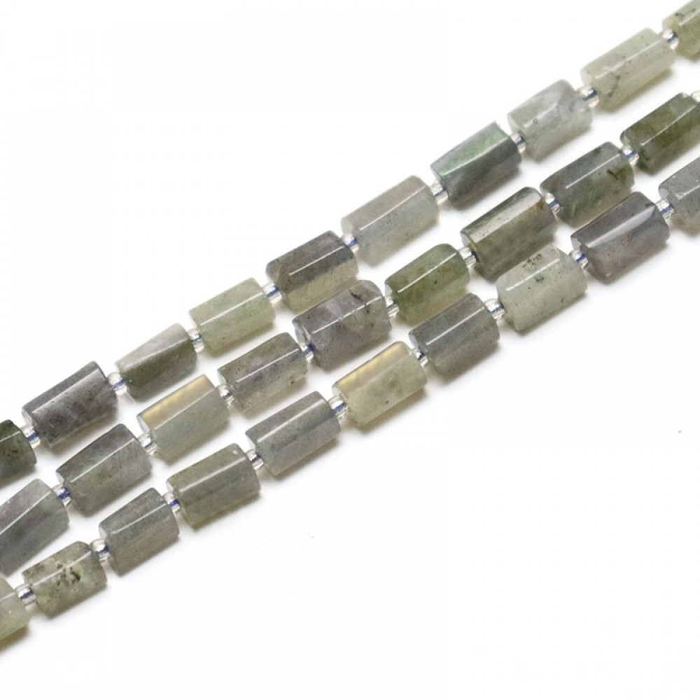 Λαμπραντορίτης (Labradorite) φυσικοί ημιπολύτιμοι λίθοι χάντρες σωληνάκι ακανόνιστο 12x8mm (σειρά∽28χάντρες) Λαμπραντορίτης - Labradorite