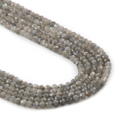 Λαμπραντορίτης (Labradorite) φυσικοί ημιπολύτιμοι λίθοι χάντρες πολυγωνικές 4mm (σειρά∽39cm∽100χάντρες)