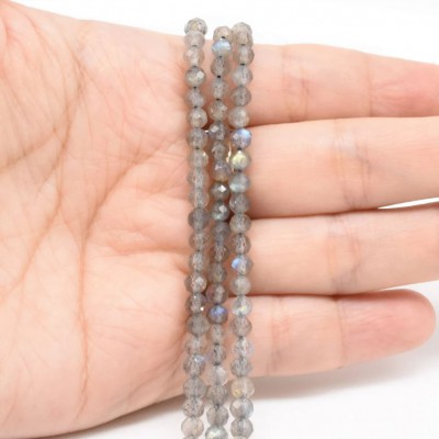 Λαμπραντορίτης (Labradorite) φυσικοί ημιπολύτιμοι λίθοι χάντρες πολυγωνικές 4mm (σειρά∽39cm∽100χάντρες)