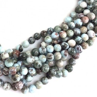 Λάριμαρ (Larimar) φυσικοί ημιπολύτιμοι λίθοι χάντρες 6mm / 8mm (σειρά/39∽40cm)